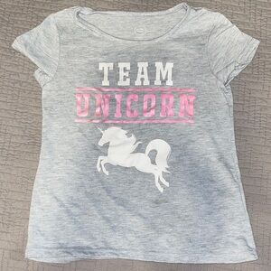 Wonder Nation Gray and Pink Team Unicorn T-Shirt